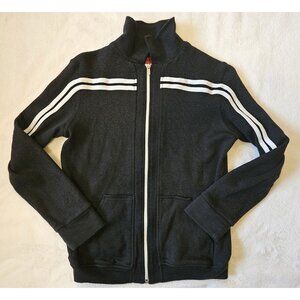 Hugo Boss Womens Sweater Zip Up Black/ White Stripe Virgin Wool Size Large